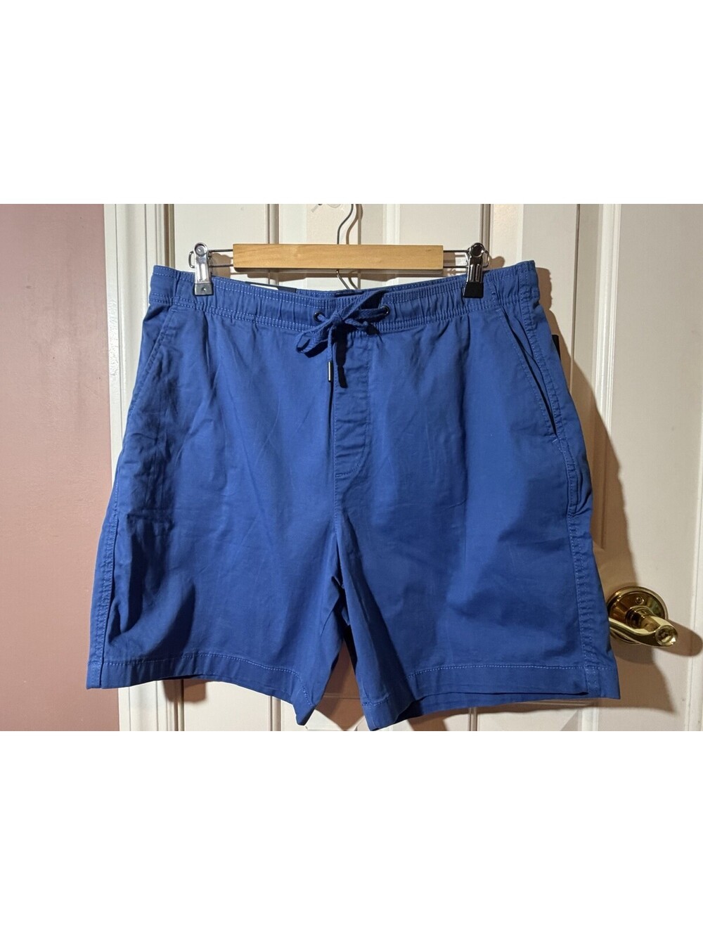 Gap Pull On Shorts Mens Large Elastic Waist Blue Stretch Cotton New